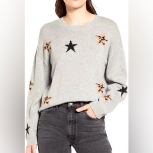 Rails NEW Perci Heather Grey animal stars Women’s Sweater SZ XL casual leopard